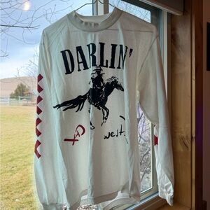 Darlin’ White and Black Cowboy Long Sleeve Tee